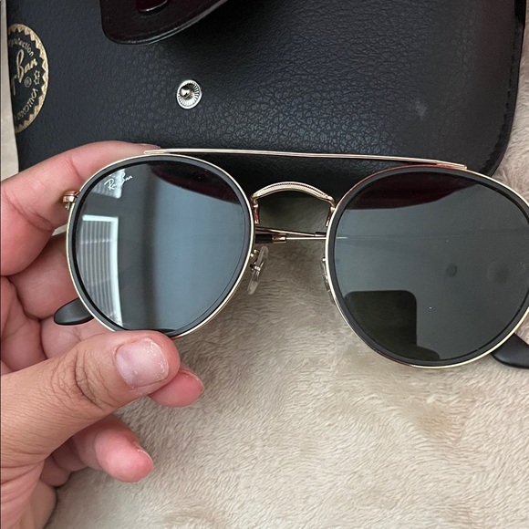 Ray-Ban Black and Gold Round Sunglasses - Picture 1 of 4